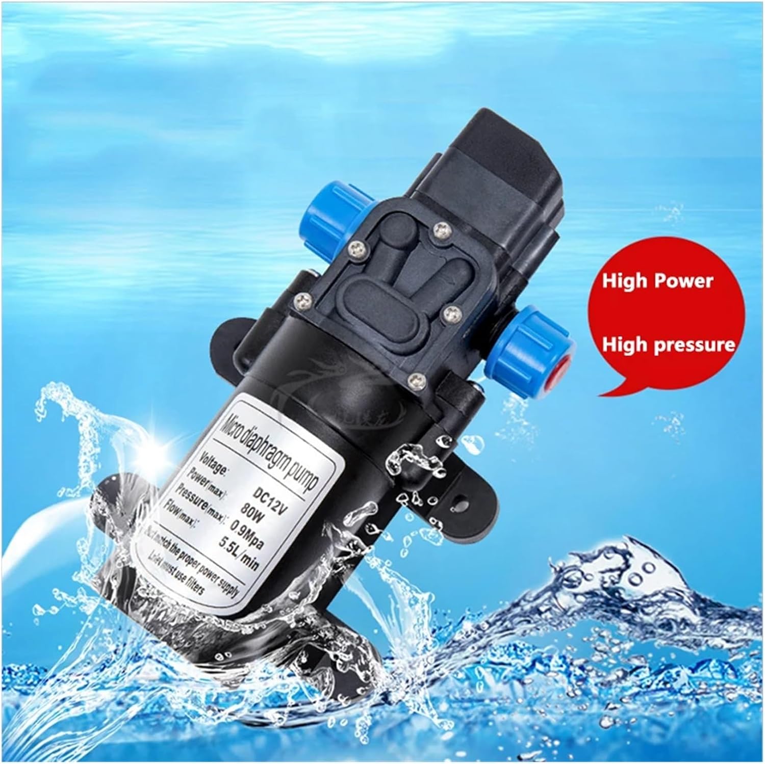 Diaphragm Pump, Peristaltic Pump DC 12V/24V 60W 80W Diaphragm Water, With Automatic Pressure Switch, Flow Rate 5L/min for Bathroom Shower Kitchen(80W 24V)