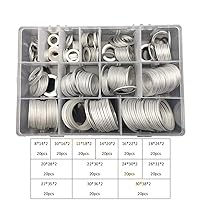 Vista 4 de Kit surtido de 260 juntas de arandelas de anillo plano de aluminio métrico de 13 tamaños