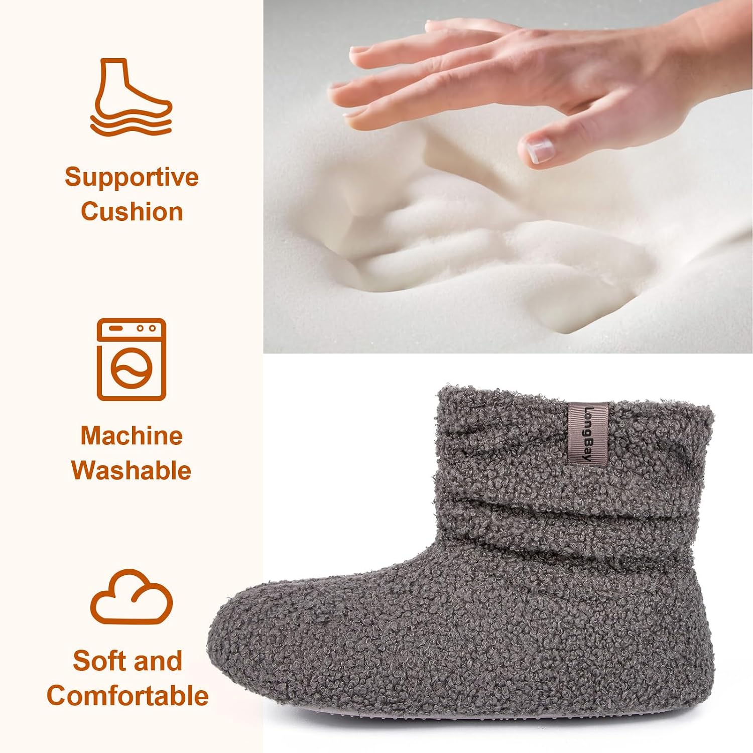 LongBay Women’s Warm Curly Fur Bootie Slippers Comfy Plush Fleece Boots Memory Foam House Shoes