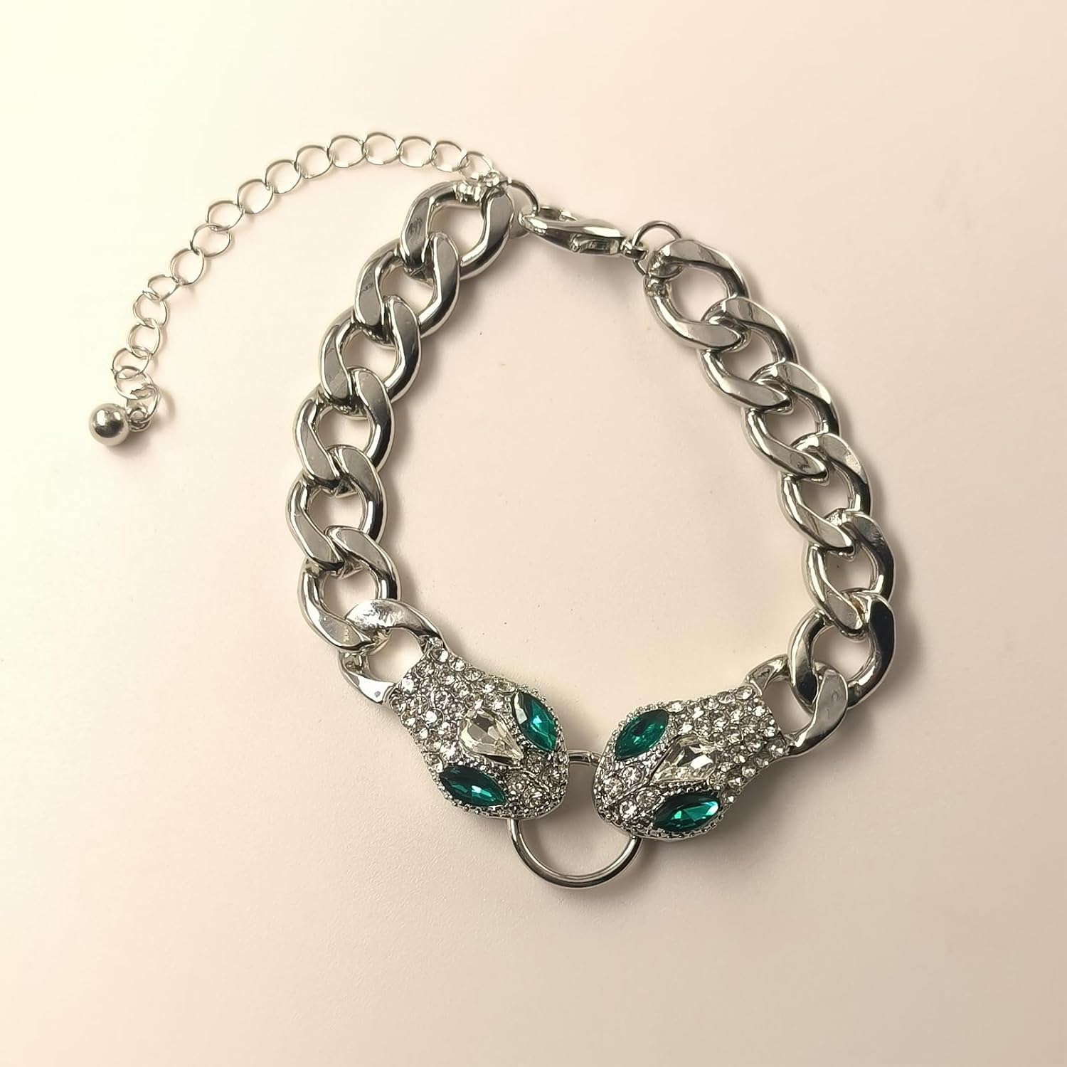 Snake Bracelet for Women Gold/Silver Crystal Snake Cuban Link Bracelet Chunky Adjustable Gothic Rhinestone Snakes Bracelet Punk Hip Hop Animal Jewelry - Image 4