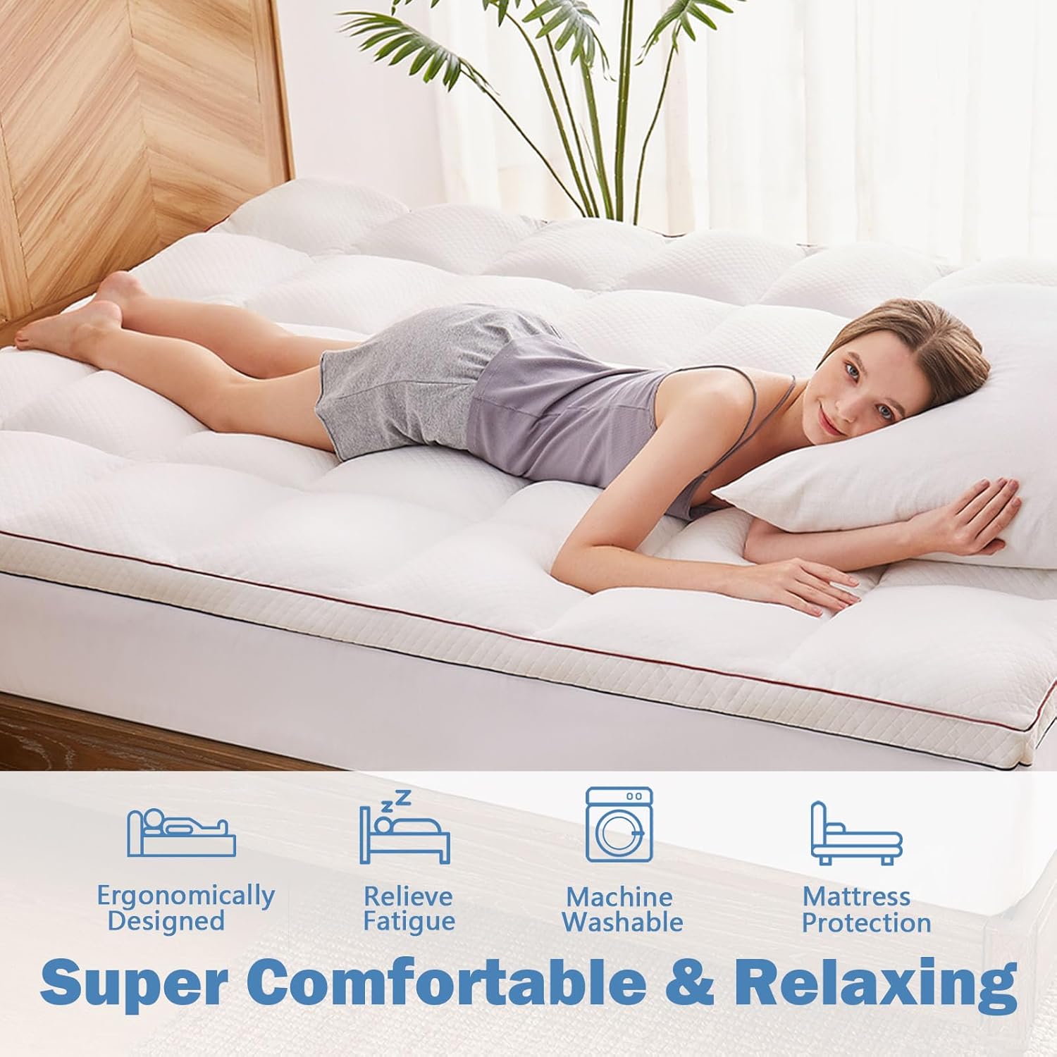 Mattress Topper King Cooling Pillow Top Pad for Bed Thick Mattress