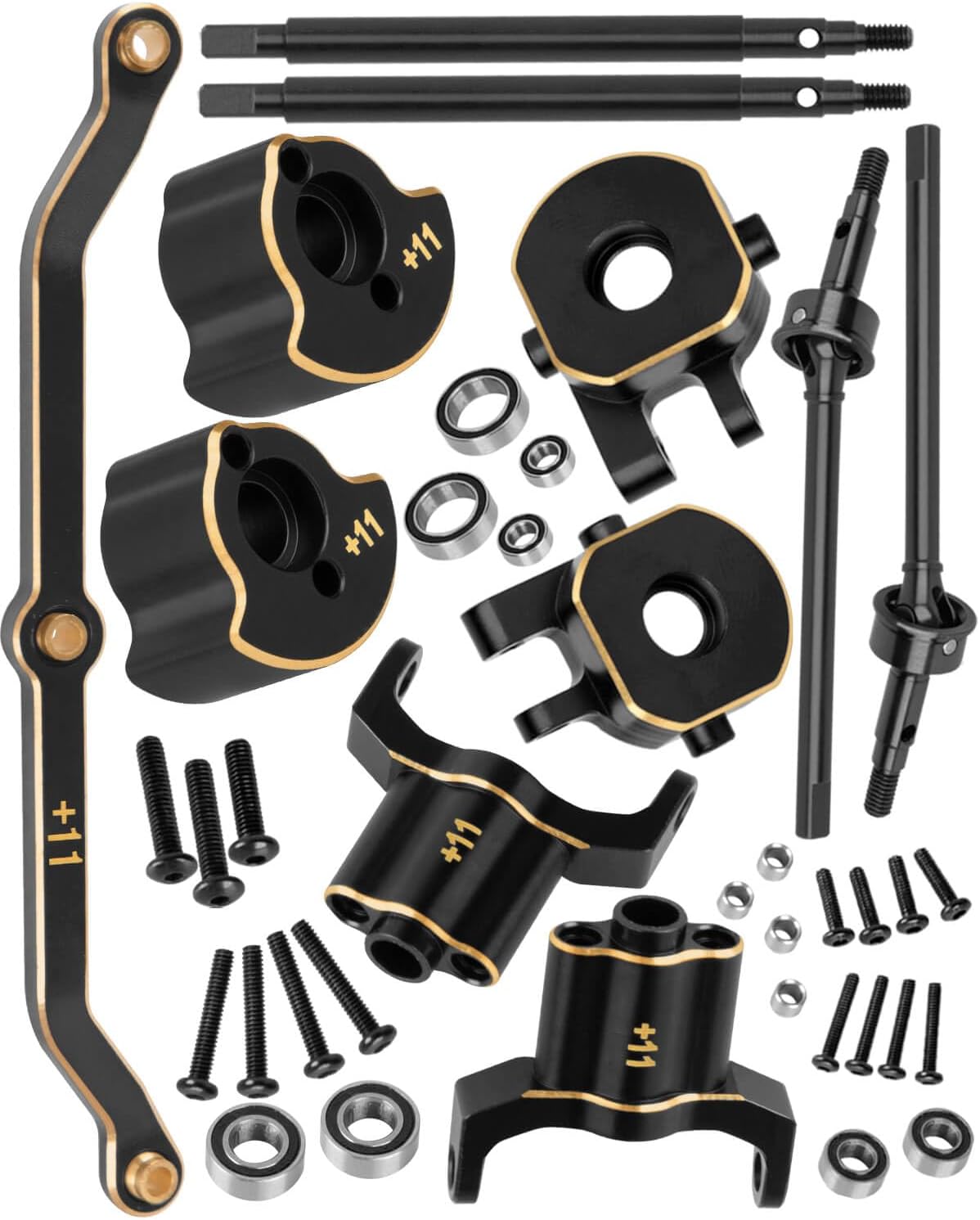 RC Upgrades Parts 11mm Wider on Each Side Brass Axles Widening Set for 1/18 TRX4m Crawler Car.