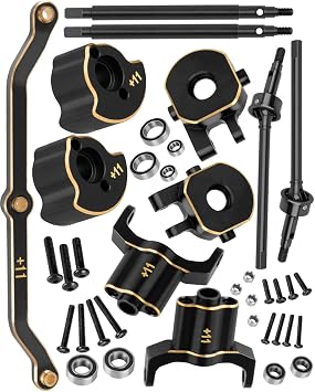 RC Upgrades Parts 11mm Wider on Each Side Brass Axles Widening Set for 1/18 TRX4m Crawler Car.