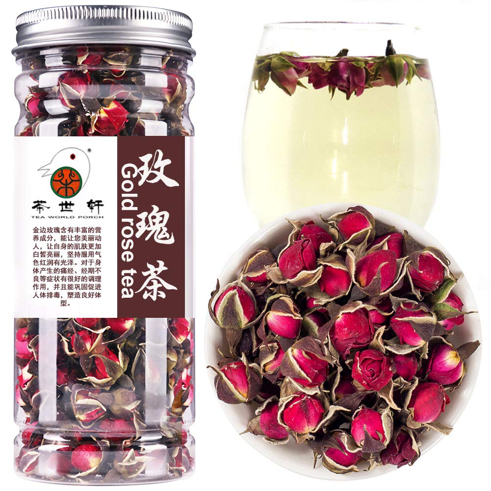 Plant GiftRose Flower Tea 金边玫瑰(Phnom Penh Rose) early spring bud tea natural Organic Blooming Herbal Tea to Lose Weight Health Care 50g/1.76oz