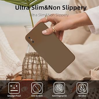 iPhone X/XS Hülle Silikon Case Hanyhülle 5.8'' Ultra Dünn Slim Mit Microfiber Kratzfeste Rundumschutz Schutzhülle für iPhone X/XS Braun