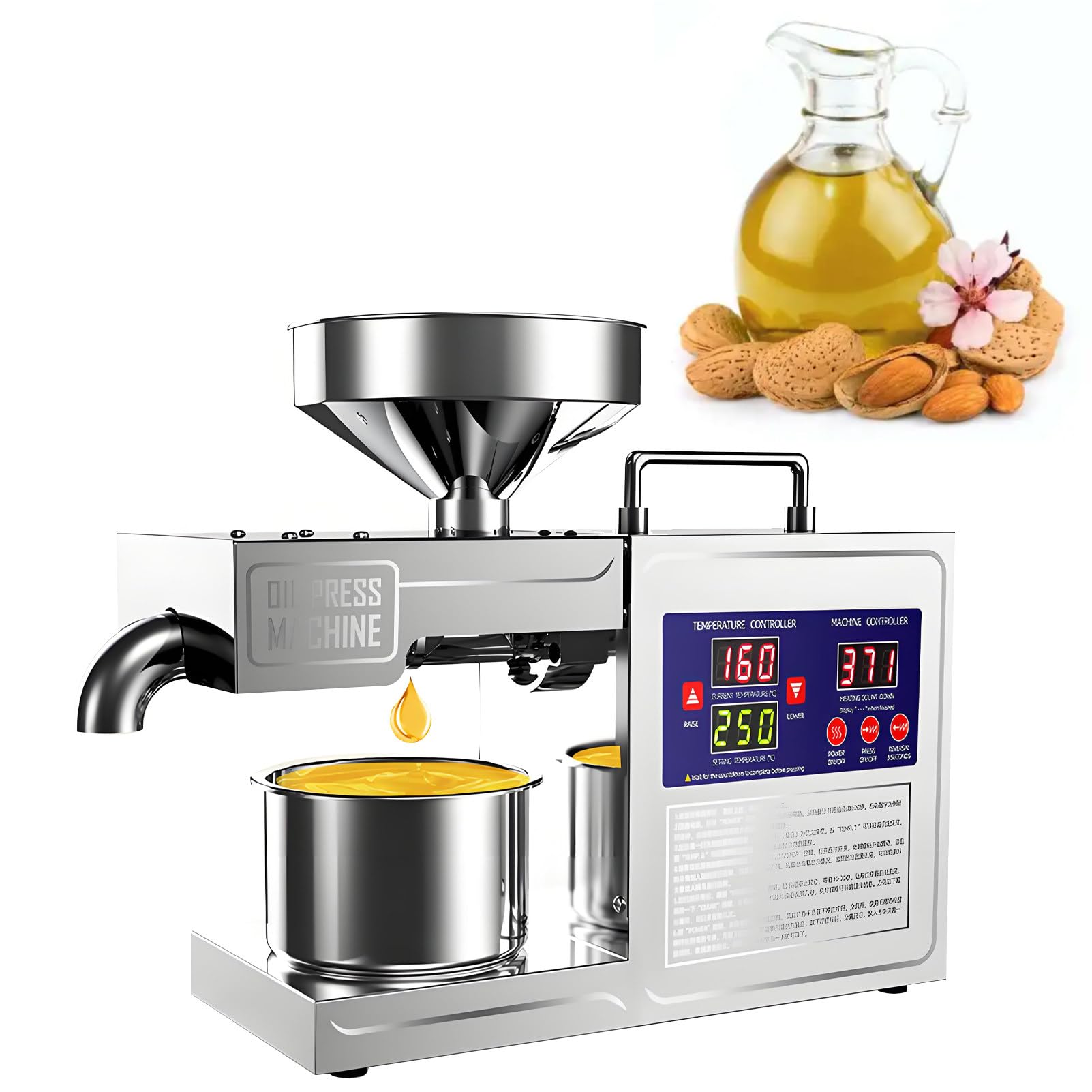 Prensa de aceite de 600W para sésamo, girasol y nueces en frío o caliente
