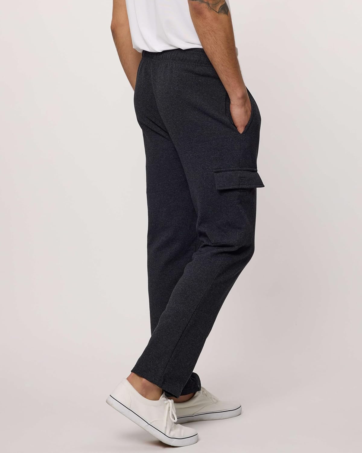 Real Essentials 3 Pack: Men's Tech Fleece Open Bottom Cargo Sweatpants with Pockets (Available in Big & Tall)