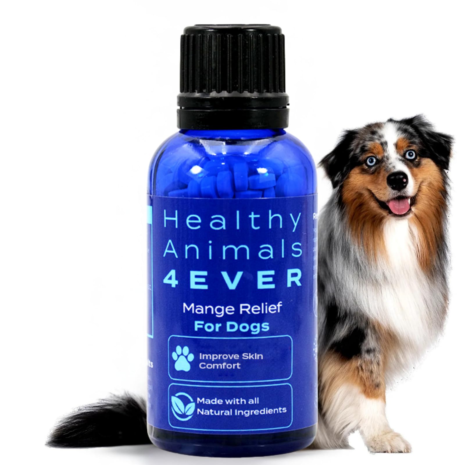 HA4E - Mange Relief for Dogs - Treatment for Itchiness, Scabs, & Hair Loss Caused by Mites - All-Natural, Homeopathic, Non-GMO, Organic, Gluten, Preservative & Chemical Free - 300 Tablets