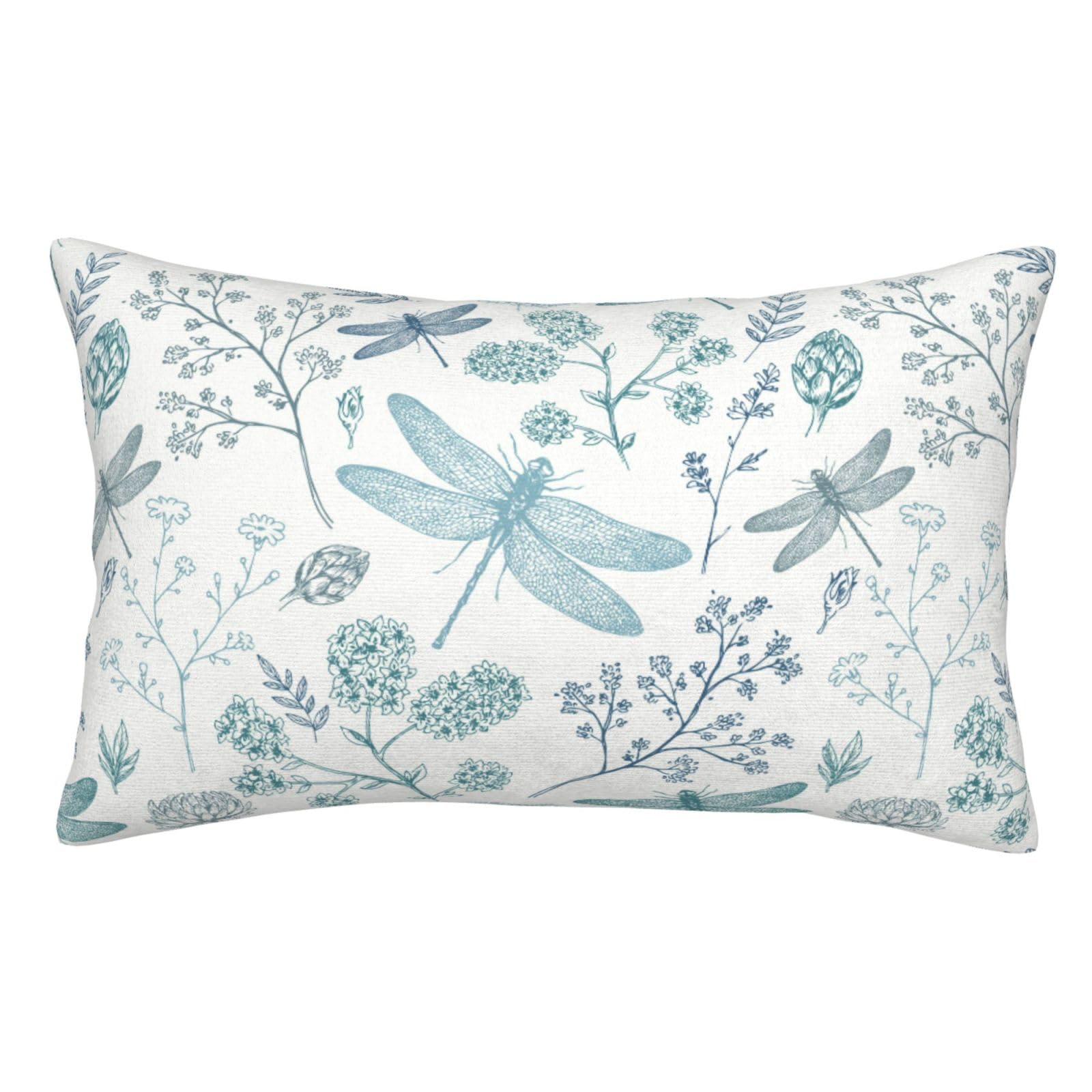 WKSGDSG Soft Plush Pillow Cover For Sofa & Bed, Dragonfly, Standard Furry Throw Pillow Case 35x50 cm, Decorative Cushion Cover For Bedroom Living Room Decor, Hidden Zipper Pillowcases For All Seasons