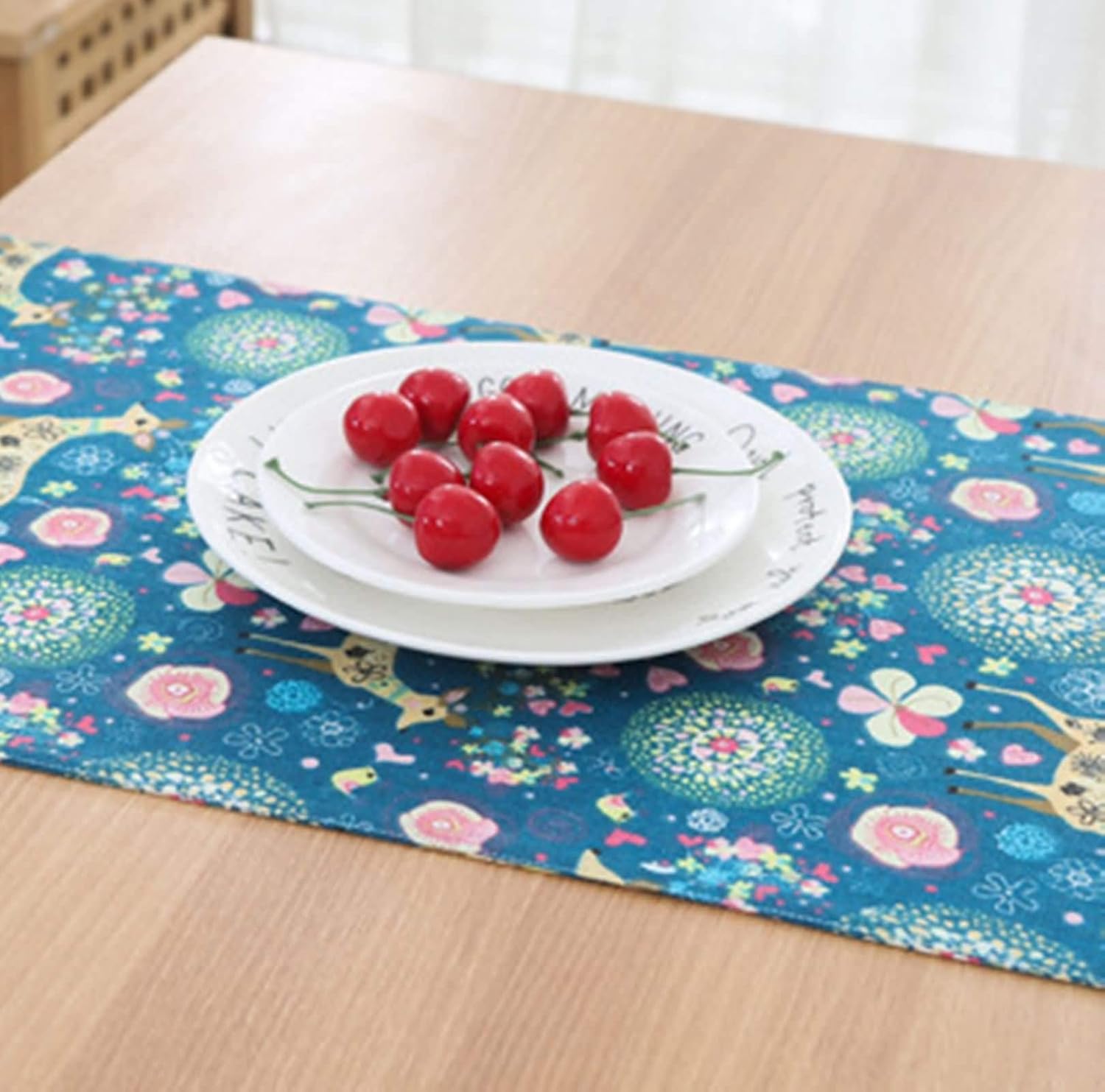 Valentine Table Runner,30x180CM,Mandala with Deer Small Table Runner Rectangle Cotton,Decorative Table Runner Green