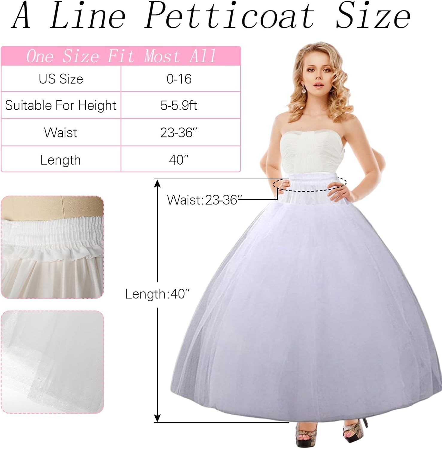 Hoopless Petticoat Crinoline Underskirt Skirt 8 Layers Floor Length Ball Gown Petticoat Underskirt Slip for Wedding - Image 3