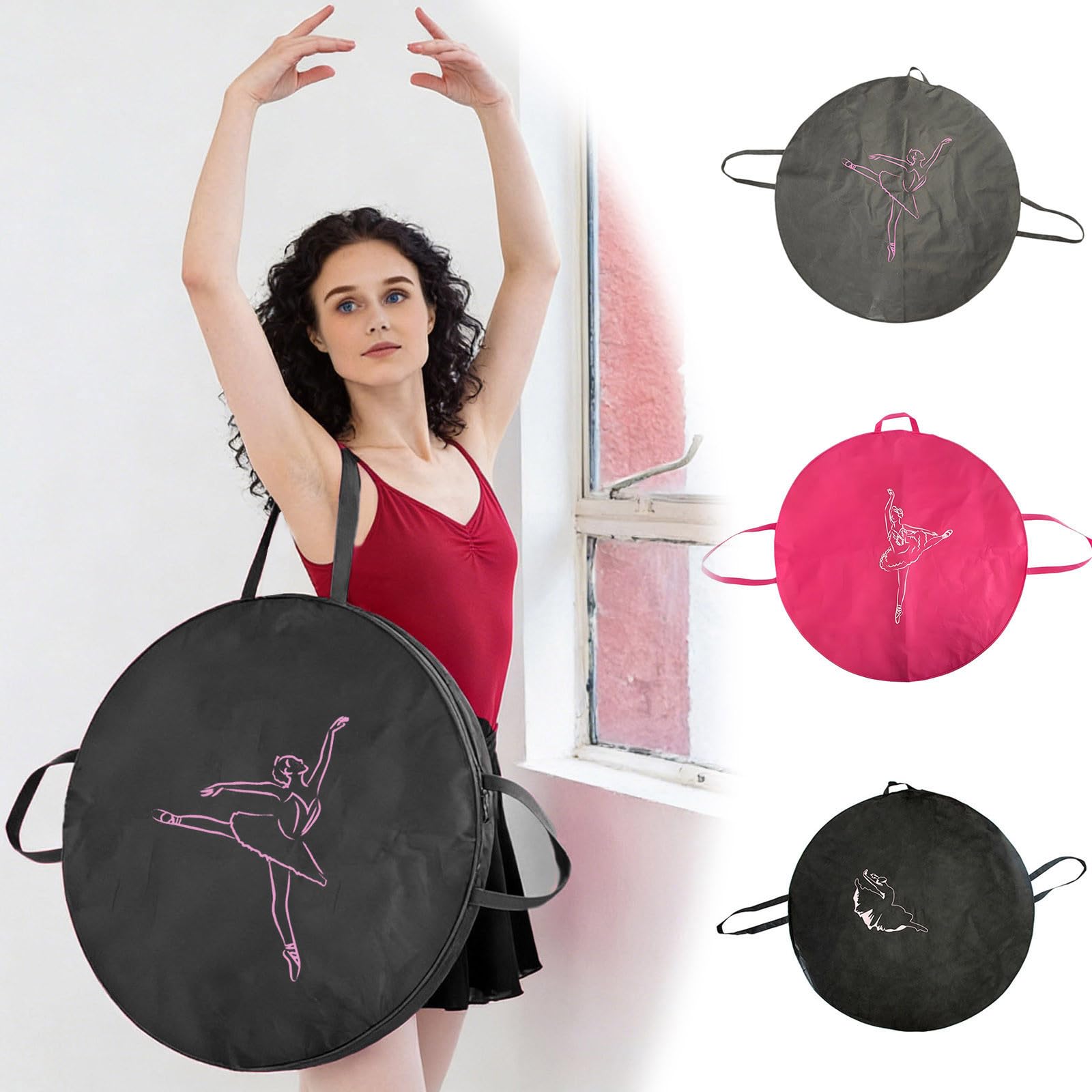 Borsa per tutù da balletto, organizer per gonne e prove di danza, porta abiti portatile con tracolla per scarpe da punta, gonna da ballo e accessori (rosa)