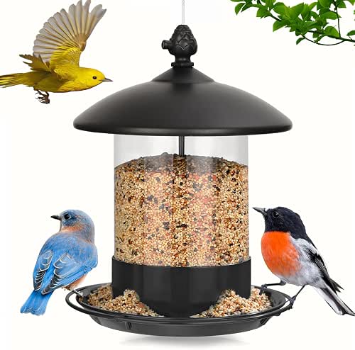 Gbekery Metal Bird Feeders for Outdoors Hanging, Weather Resistant Wild