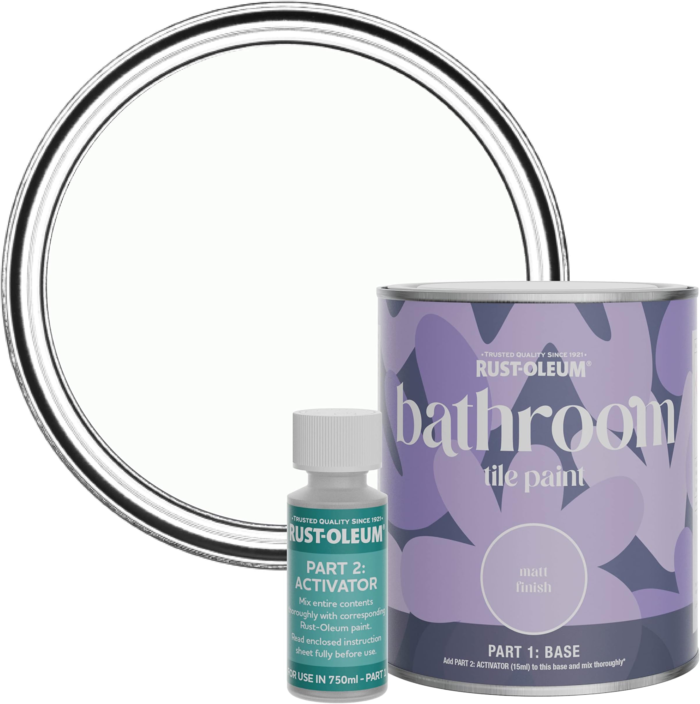 Rust-Oleum White Water-Resistant Bathroom Tile Paint in Matt Finish - Moonstone 750ml