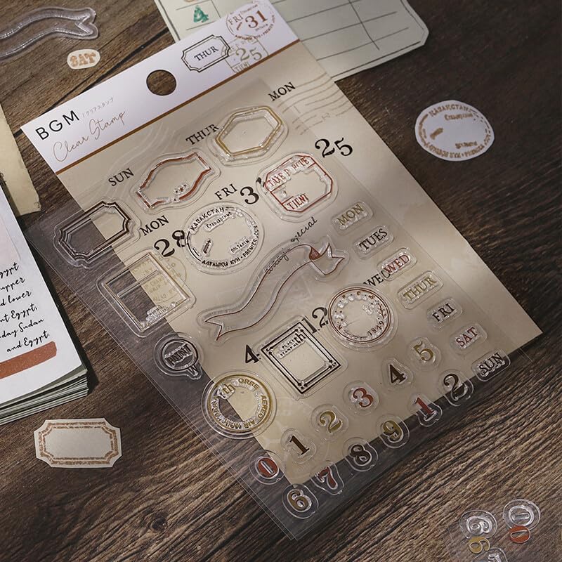 Amazon.co.jp: BGM クリアスタンプ 「ヴィンテージ日付」 : 文房具