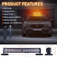Dinfu 12 Colos LED Figyelmeztető Fénysor - 12V Sárga Villogó Szalag 14 Üzemmóddal - Autó, Teherautó, Traktor Vészjelző Lámpa Szivargyújtós C 6