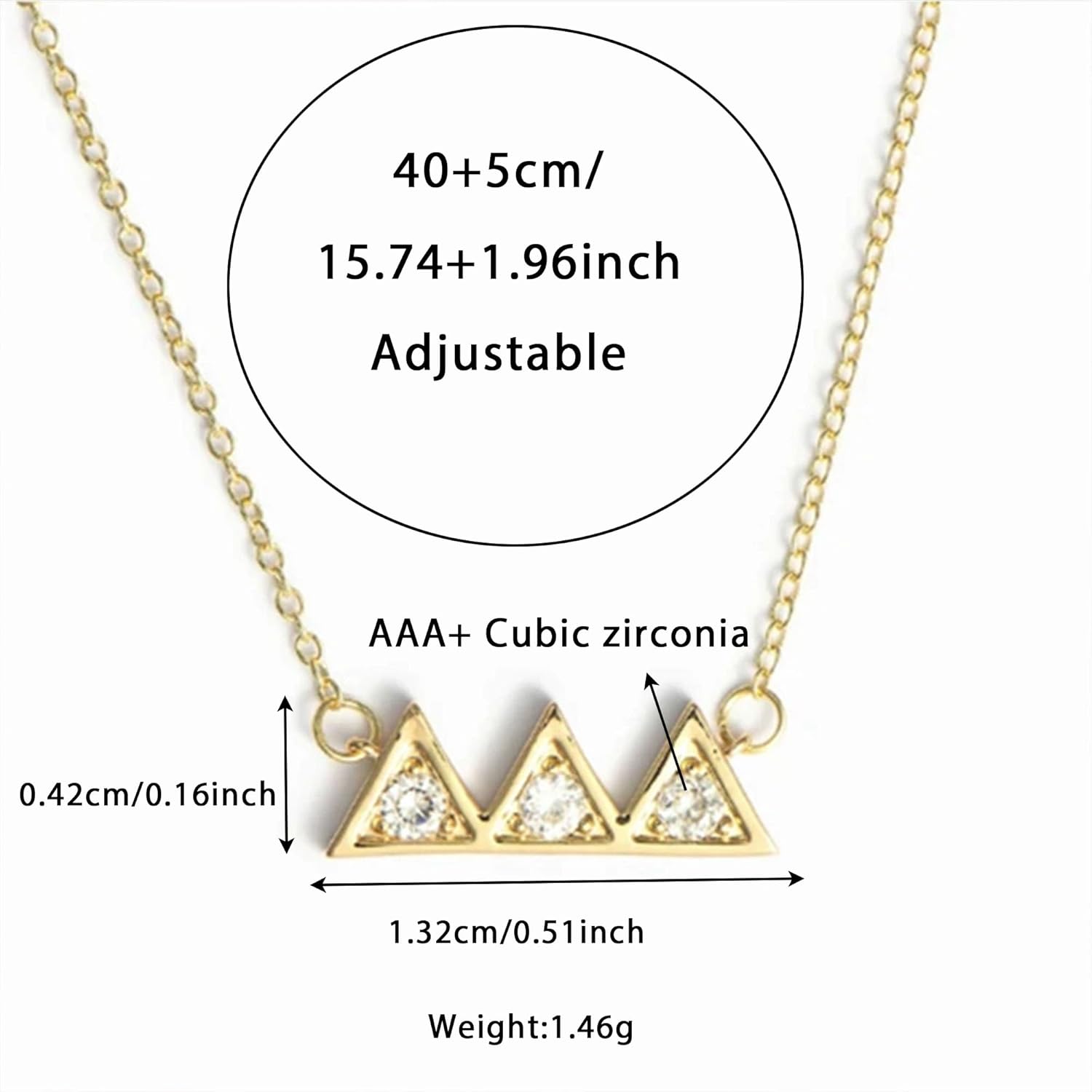 925 Sterling Silver Hiking Mountain Peak Pendant Necklace for Women 14K Gold Plated Dainty Triangle Cubic Zirconia Minimalist Charm Chain Birthday Mother's Day Easter Climbing Jewelry Gift for Him Her