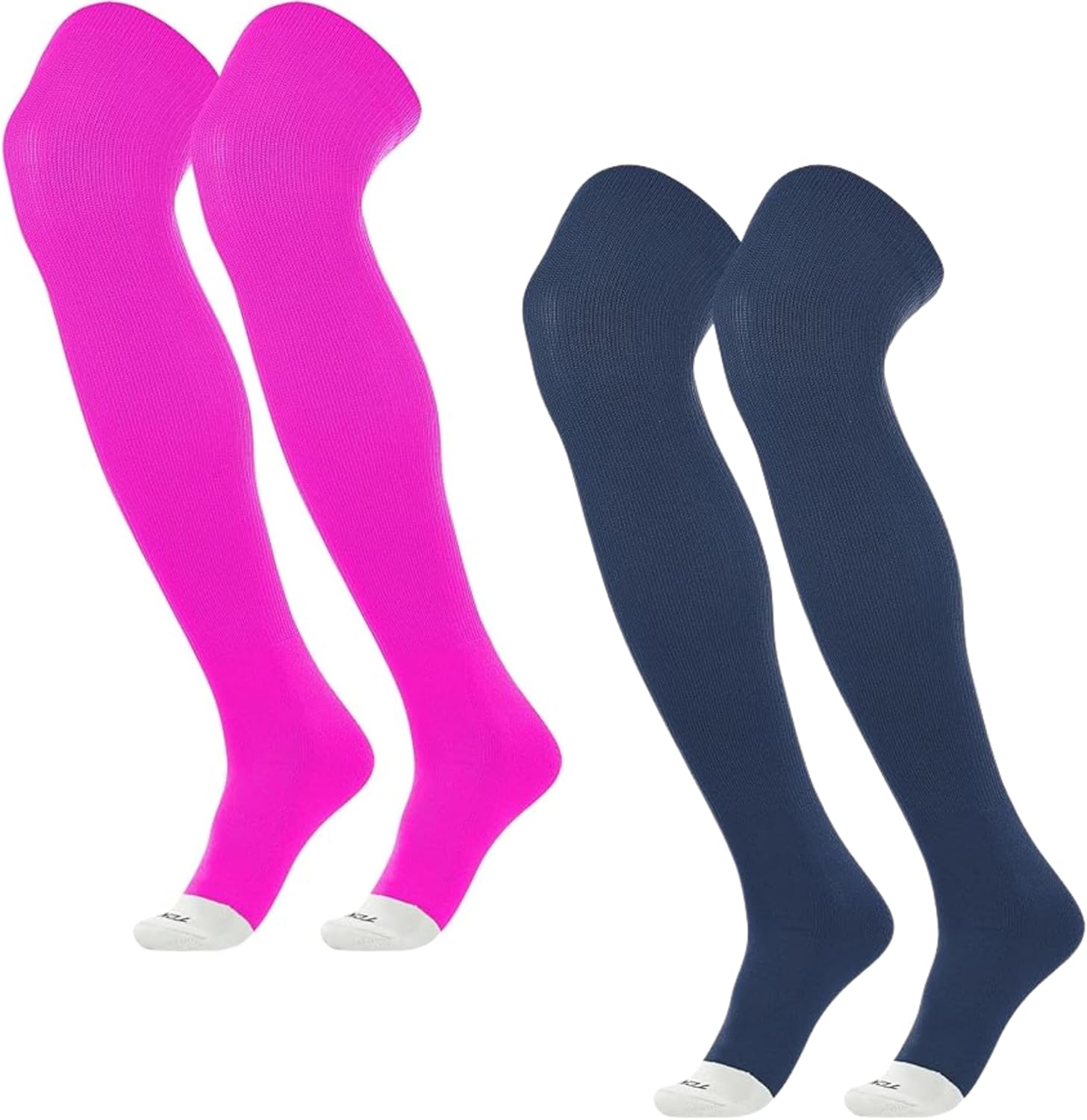 TCK Prosport Over-the-Knee Baseball Socks 2-Pack (Navy/Pink) Medium – Extra Long Athletic Socks | Moisture Control, Odor Control, Arch Support & Cushioning | Football, Softball, Youth & Adult