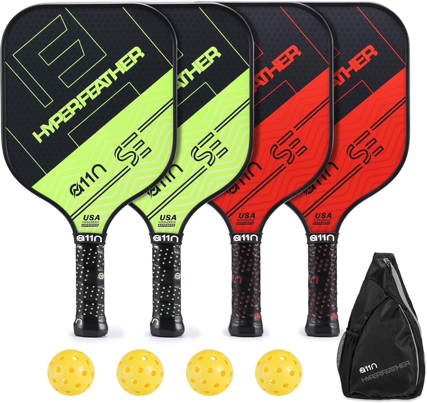 A11N Sports HyperFeather SE Graphite Polymer Honeycomb Pickleball Paddle Set (8oz, 4 1/4, 4.92", 8.07", 10.63", Yes, Yes) by A11N SPORTS