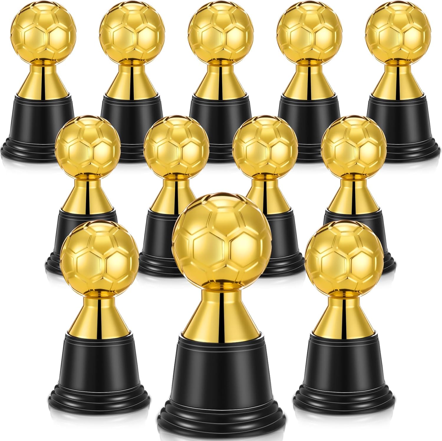 Leinuosen 12 Pack Mini Football Star Soccer Trophies for Awards 4.5 Inch Plastic Golden Award Trophies Prize for Sports, Party Favors, Competition or Celebration Awards