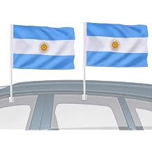 2-Pack Argentinian Flag for Car Window - Heavy Duty 2-Ply Warp-Knitted Polyester Argentina Car Flags, 17.5" Sturdy Pole W/Window Clip, Highway Ready for SUV, Truck