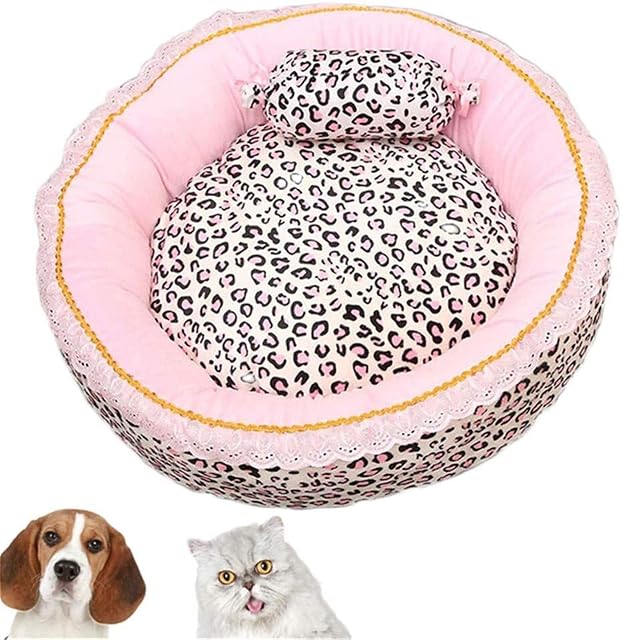 DHGTEP Cama de Leopardo Rosa para Perros