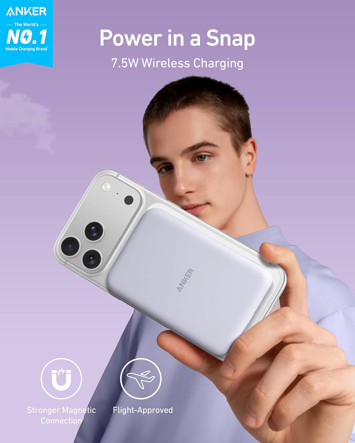 Anker 621 Magnetic Portable Charger (MagGo), 5,000mAh Wireless Power Bank with USB-C Cable, Magsafe-Compatible Battery Pack for iPhone 16/15/14/13/12 Series - Image 2