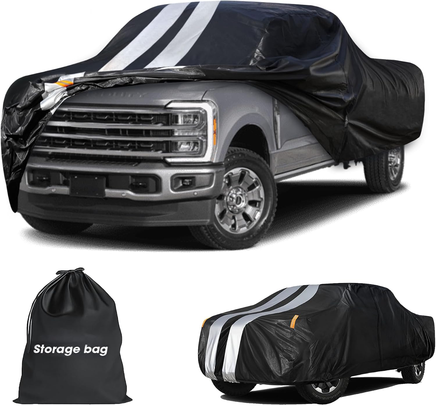 Dually Truck Cover Custom Fit 2017-2026 Crew Cab Long Bed(8',NO Suitable DRW) with Door Zipper, 10 Layers Outdoor Heavy Pickup Truck Cover Waterproof All Weather, Wind Dust Sun Protector.