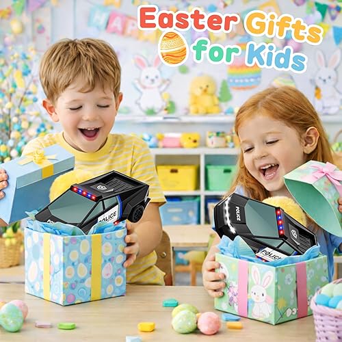 Miniatura 2 de Juguetes de coche a control remoto, camión RC con temática de policía 1:20 con luces LED intermitentes y espacio de carga, 2.4 GHz recargable de