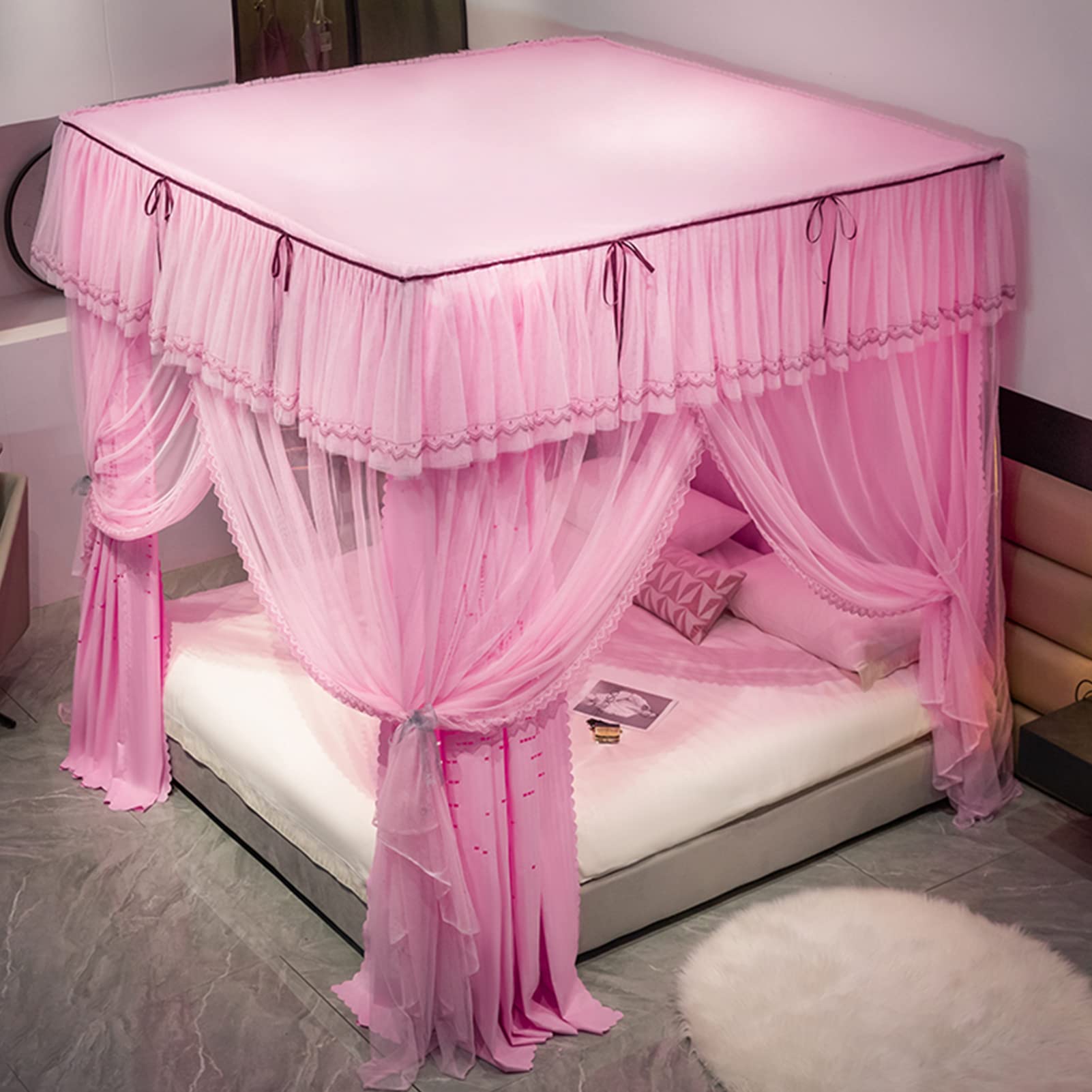 Simpatica Tenda a baldacchino per Letto a baldacchino con Stelle Cave a 4 Angoli con Cielo Stellato Simile per Adulti, Ragazze, Ragazzi, baldacchini per Bambini, Decorazione per Camera da Le