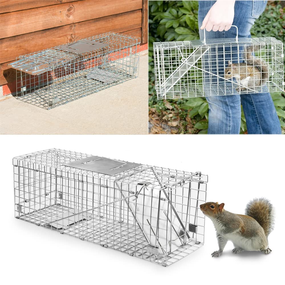 Rat Trap Chipmunk Trap Mouse Catcher Humane Animal Live Trap Cage Catch and Release for Squirrels, Chipmunks, Rats, Weasels, and Small Animals - Indoor and Outdoor Use