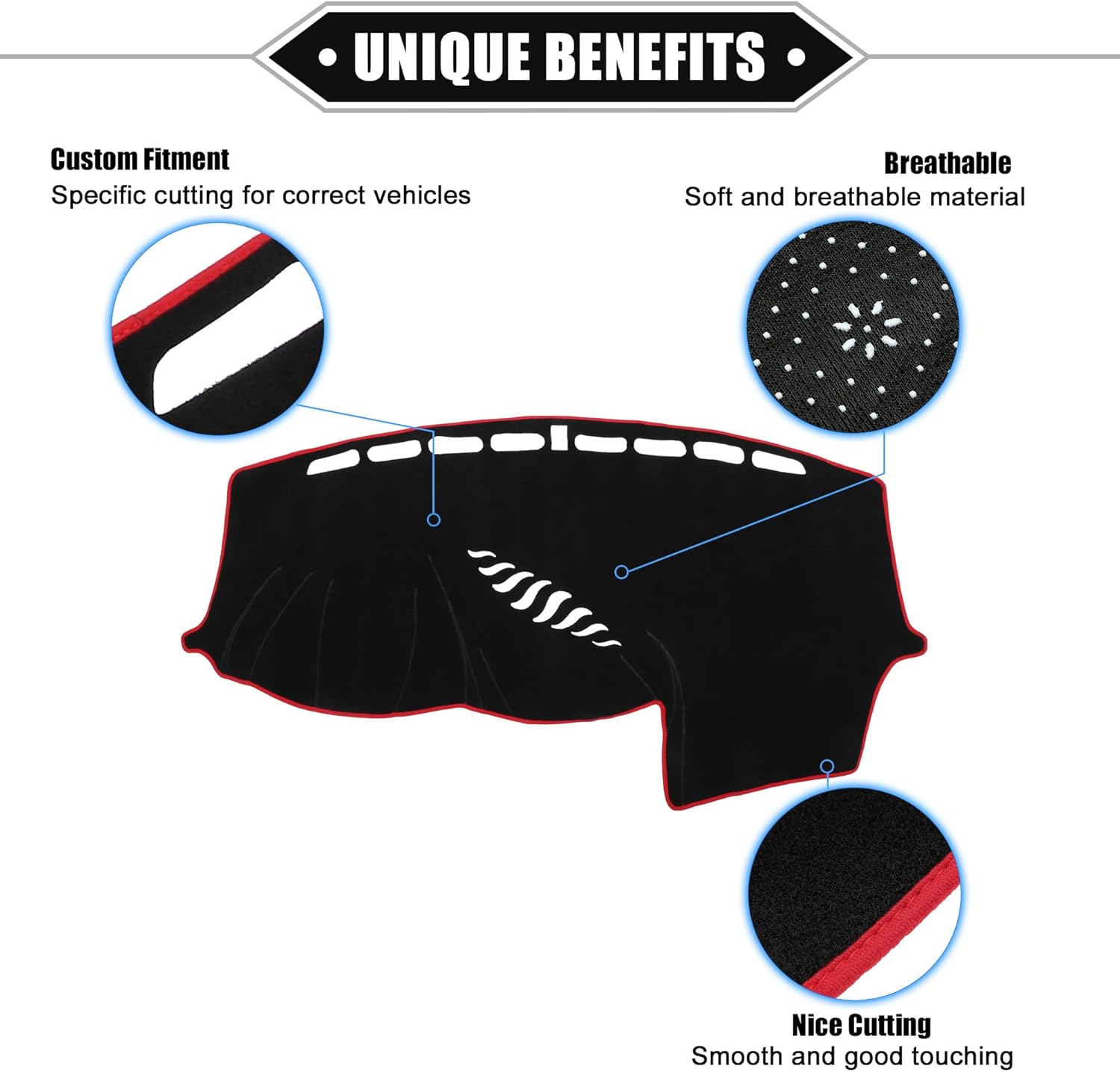 Car Dashboard Cover Mat Compatible for Ford Focus 2012-2018, Protective Polyester Red Center Console Interior Trim Dash Board Mat