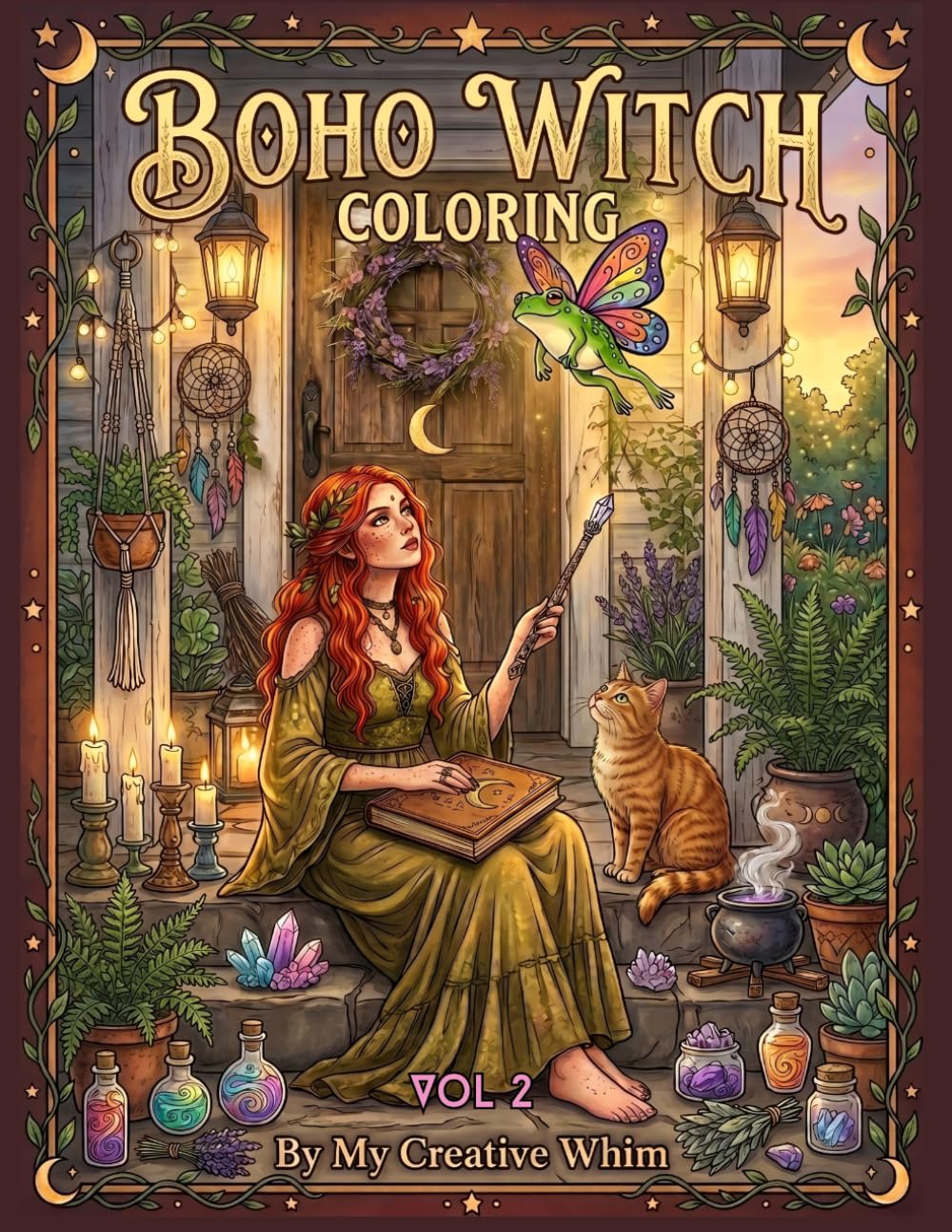 Boho Witch Coloring Vol 2: Relaxing Cottagecore Witch & Boho Aesthetic Coloring Book for Adults and Teens, Magical Fantasy Designs for Stress Relief Vol 2