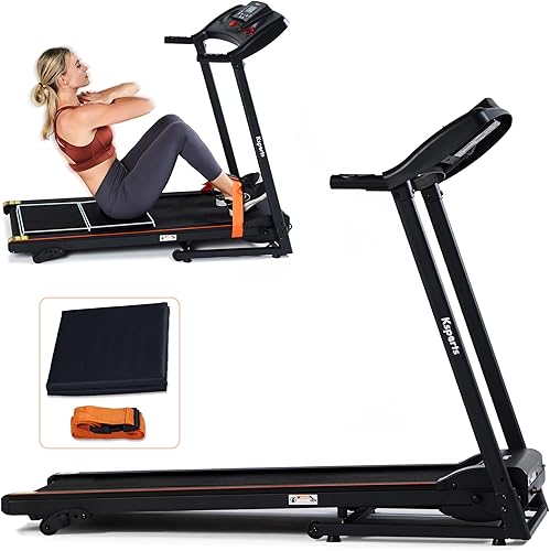 Miniatura 9 de Ksports - Máquina para correr plegable eléctrica con función de inclinación automática o manual y con barras y tapete para abdominales y mancuernas