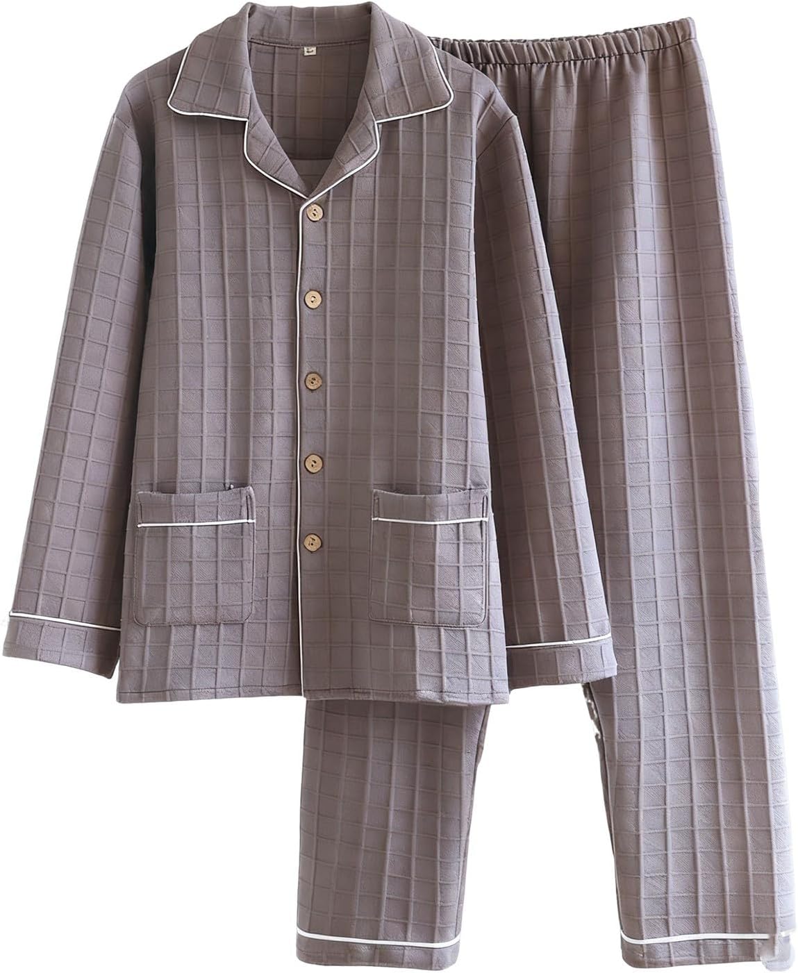 Women's Pajamas Set, Long Sleeve Lapel Button Down Pjs Top and Long Pants Soft Fall Winter 2 Piece Lounge Sets