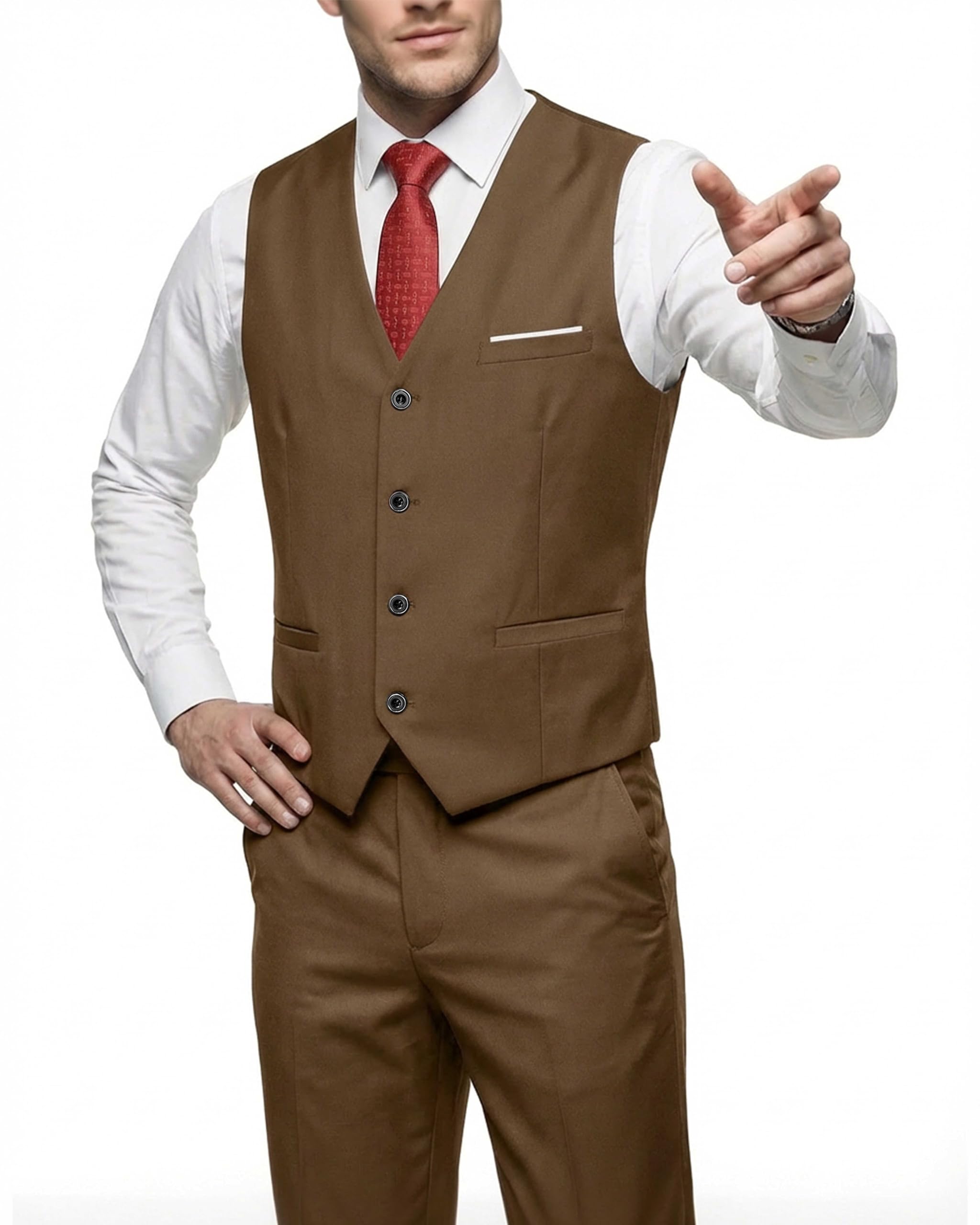 Hihawk Men's 2-Piece Suit, Vest Pants Set for Men, Fashion Waistcoat with Tie for Wedding, Prom, Homecoming, Business