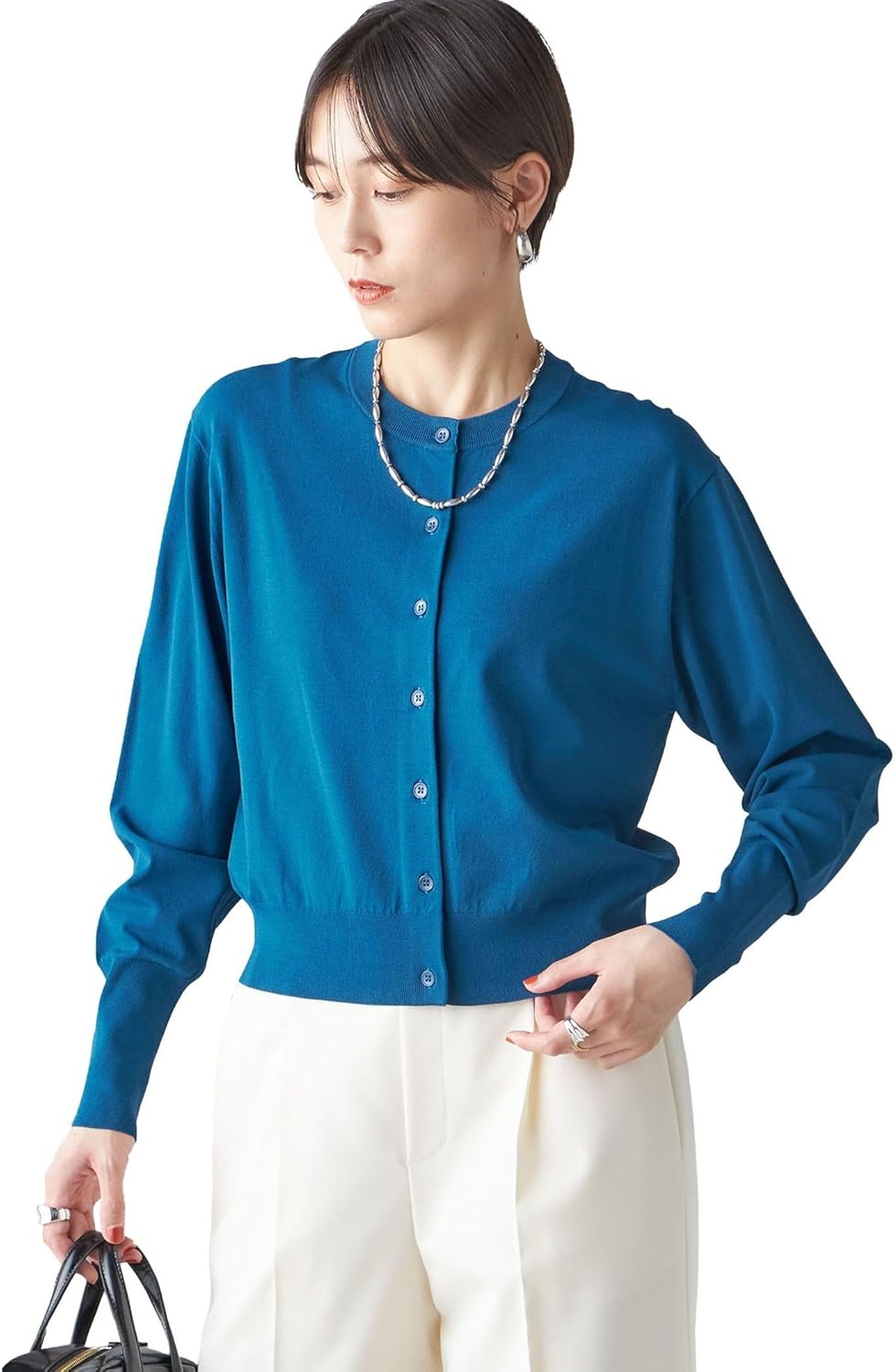 bibiy 好きな方 パールフリル付きグレー長袖ニット S Bibiy グレー 襟