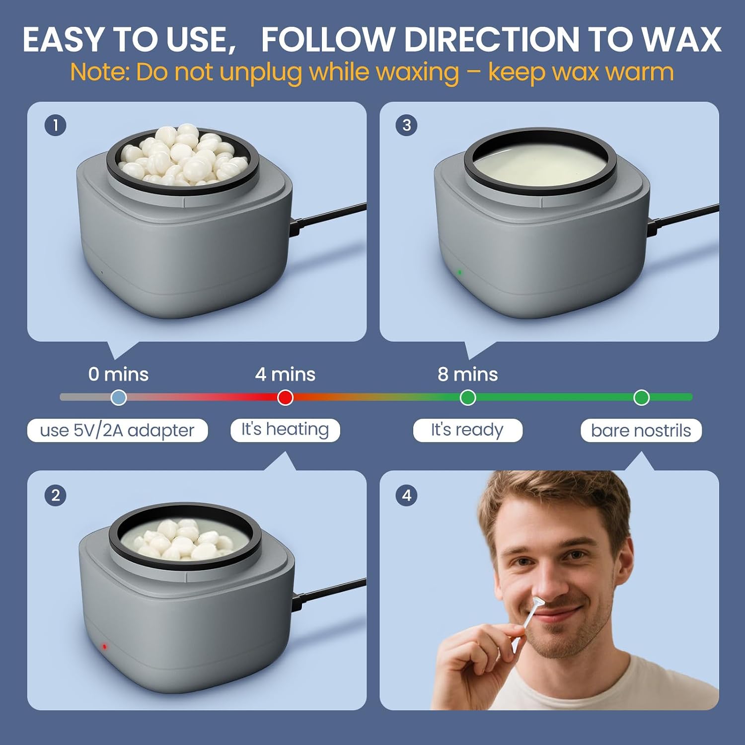 Nose Wax Kit Men, Mini Wax Warmer for Hair Removal thumbnail