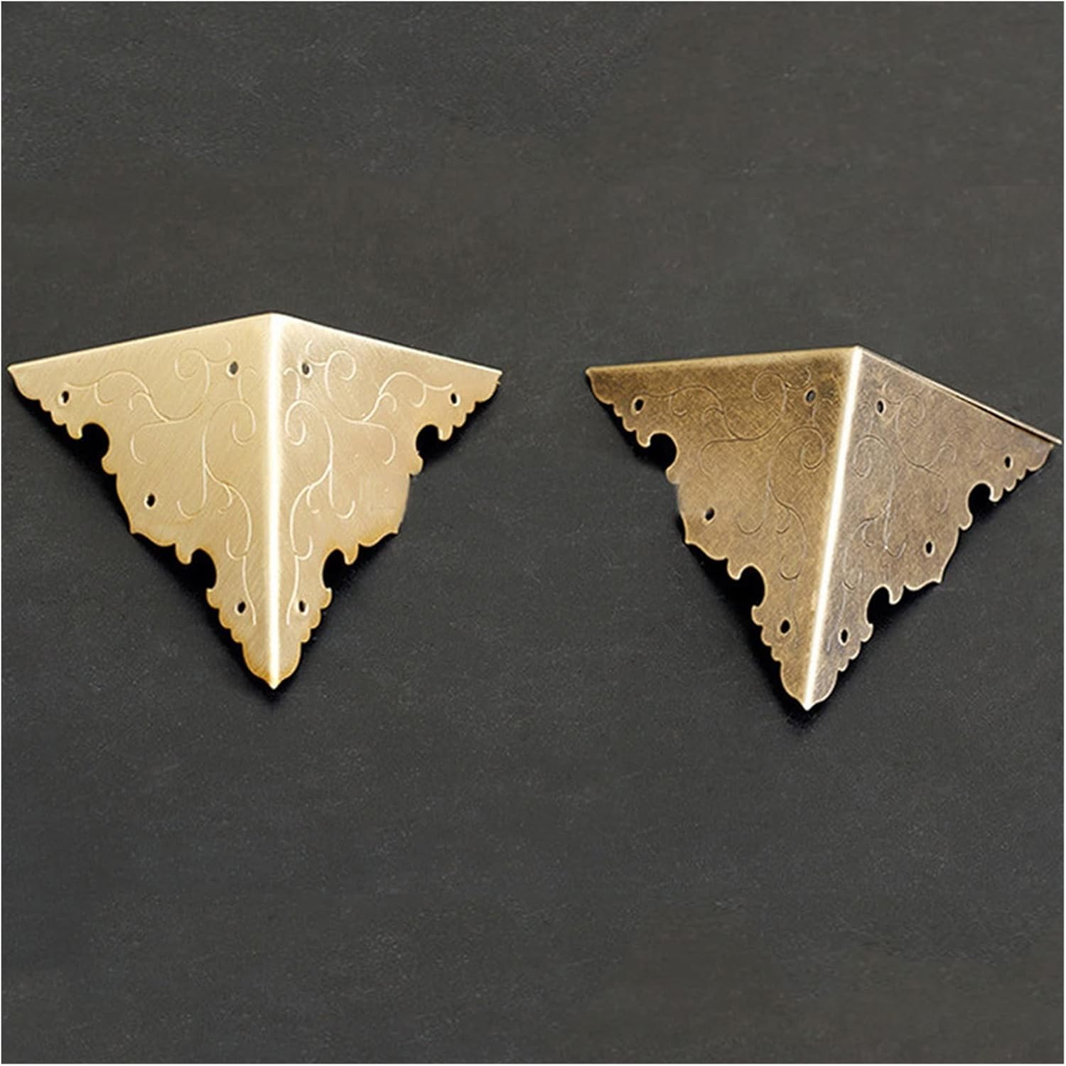 Angle Code, 4pcs Corner Code Brass Wooden Box Jewelry Decorative Three-Sided Corner Guard Furniture Hardware Brackets (Size : 9cm) (Color : Gold 4pcs)