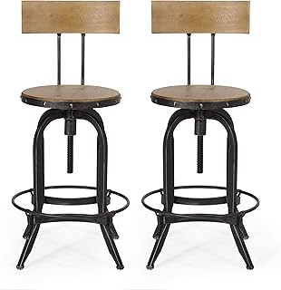 Christopher Knight Home Ximen Barstool, Naturally Antique + Black Brush Silver