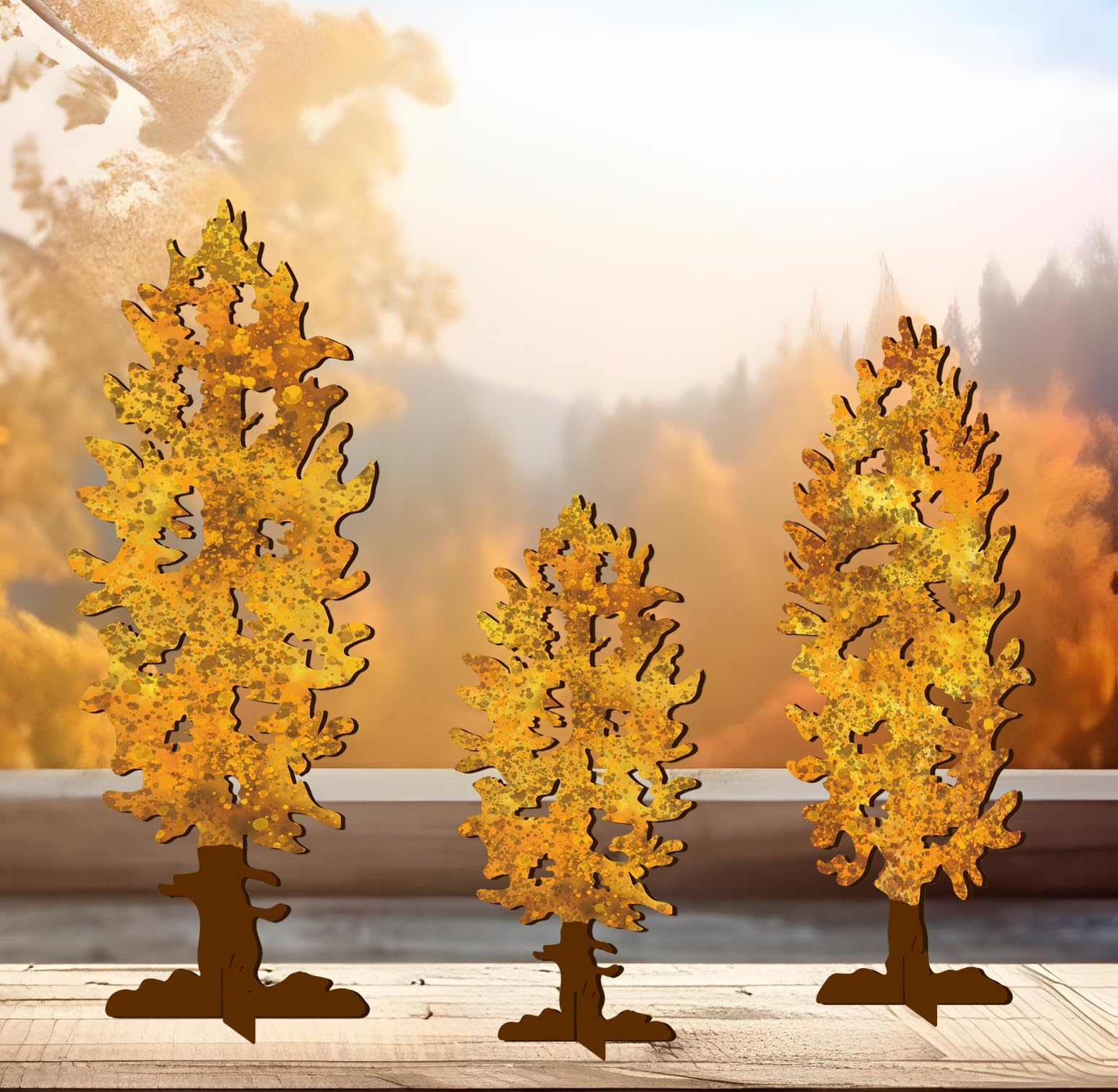 Fall Decor Wooden Autumn Tree Fall Decorations for Home Indoor Maple Tree Tiered Tray Table Centerpiece