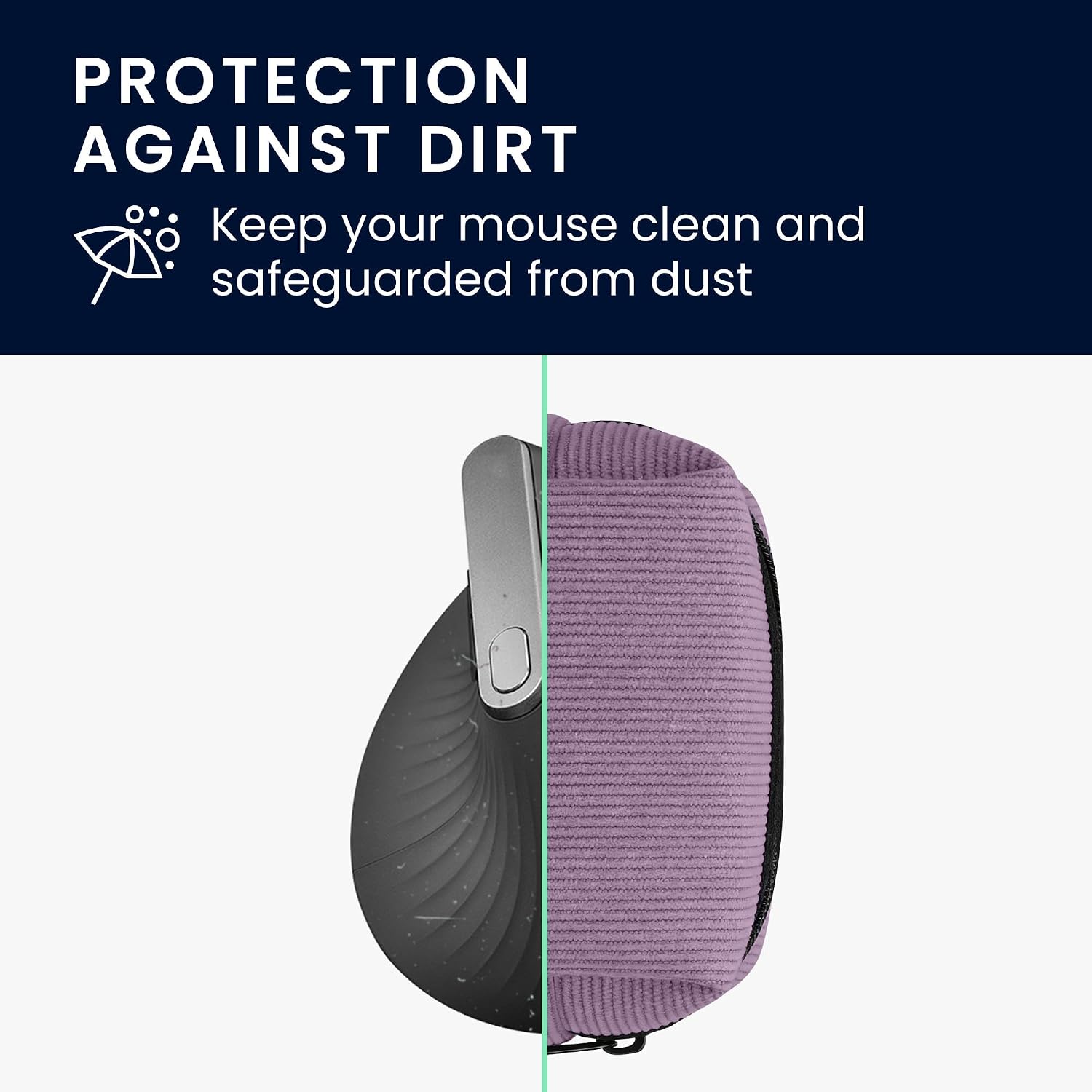 kwmobile Mouse Case for Logitech Lift/MX Vertical/Anker Vertical Carry Case - Protective Carry Pouch for Bluetooth Mouse - Soft Neoprene Protection - Lavender image 3