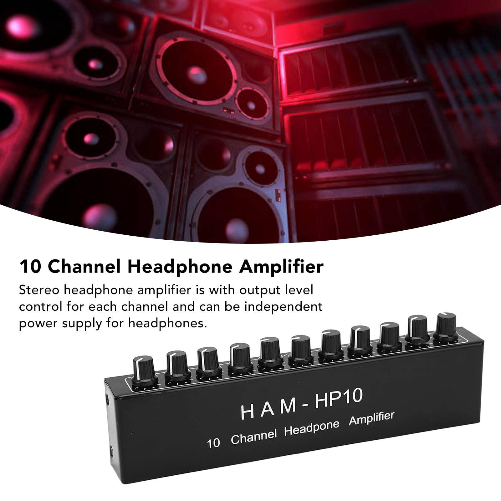 Tyenaza Amplificatore per Cuffie, Amplificatore per Cuffie a 10 Canali Amplificatore per Cuffie con Distributore Stereo a 1 Ingresso E 10 Uscite