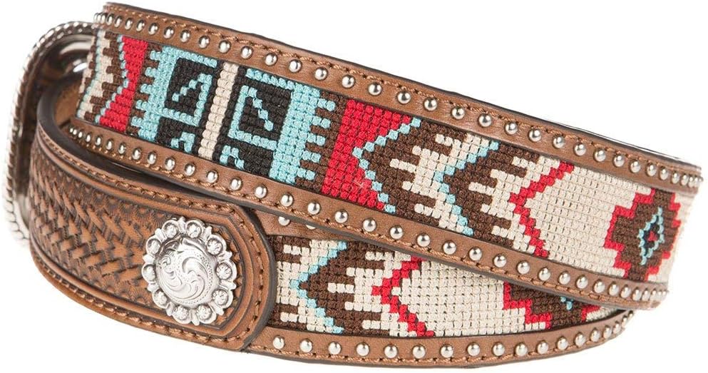 ARIAT Men's Brown Aztec Beaded Belt Multi 36 - Image 2