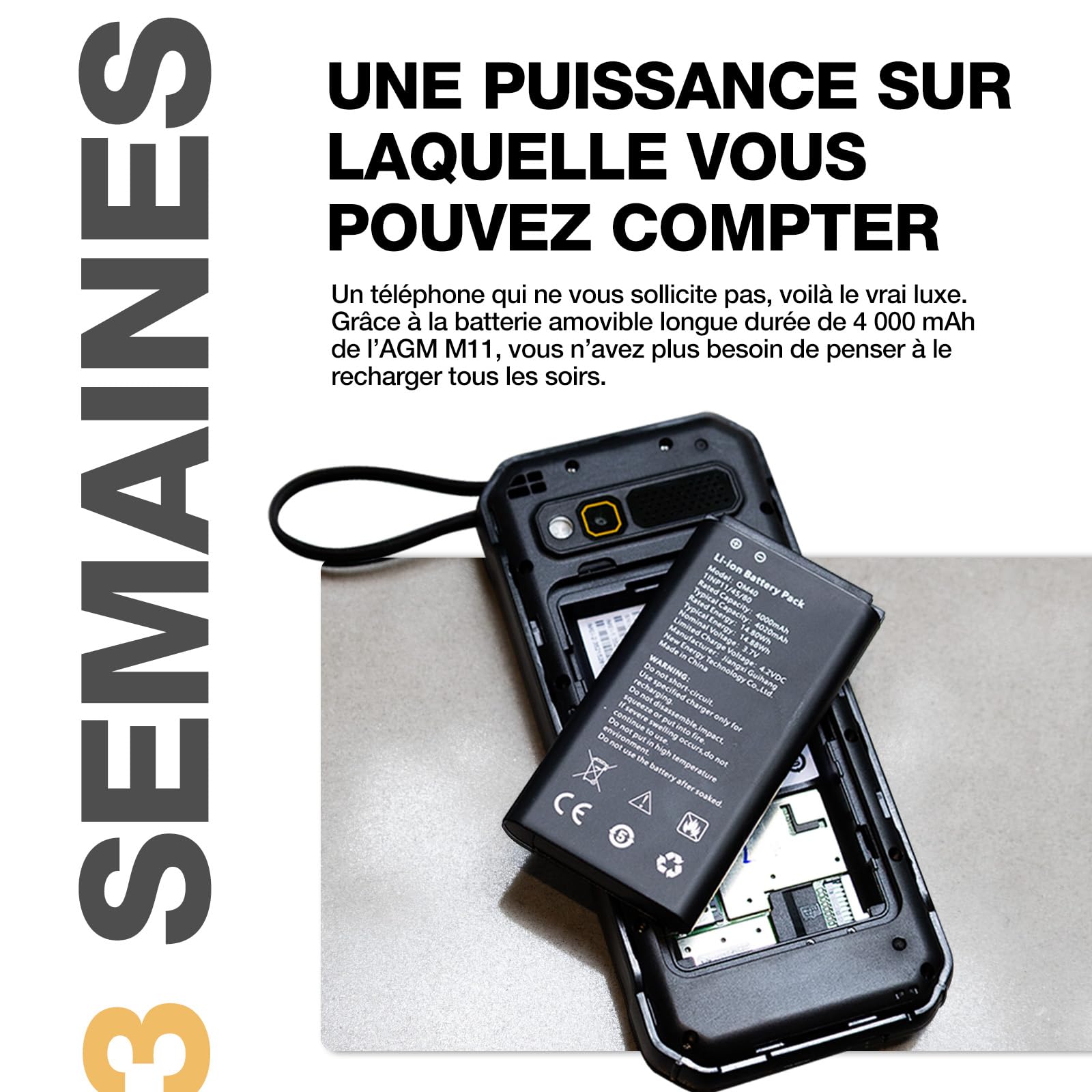 AGM M11 Téléphone Extérieur 4G IP68/IP69K Double SIM Écran 2,8" 4000mAh