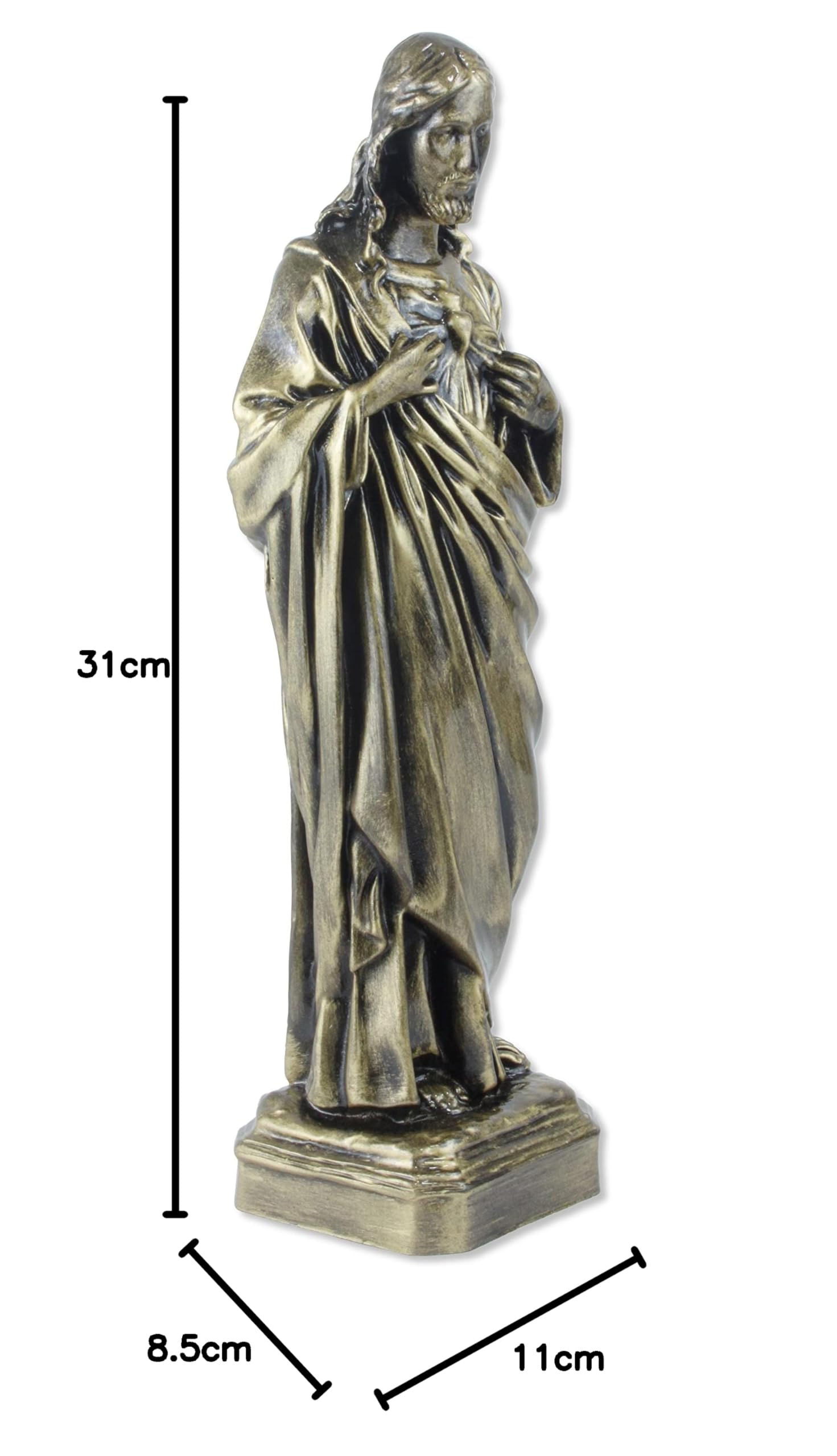 Proposte Religiose Statue des Heiligen Herzens Jesu aus Kunstharz, Farbe Bronze, 30 cm, hergestellt in Italien