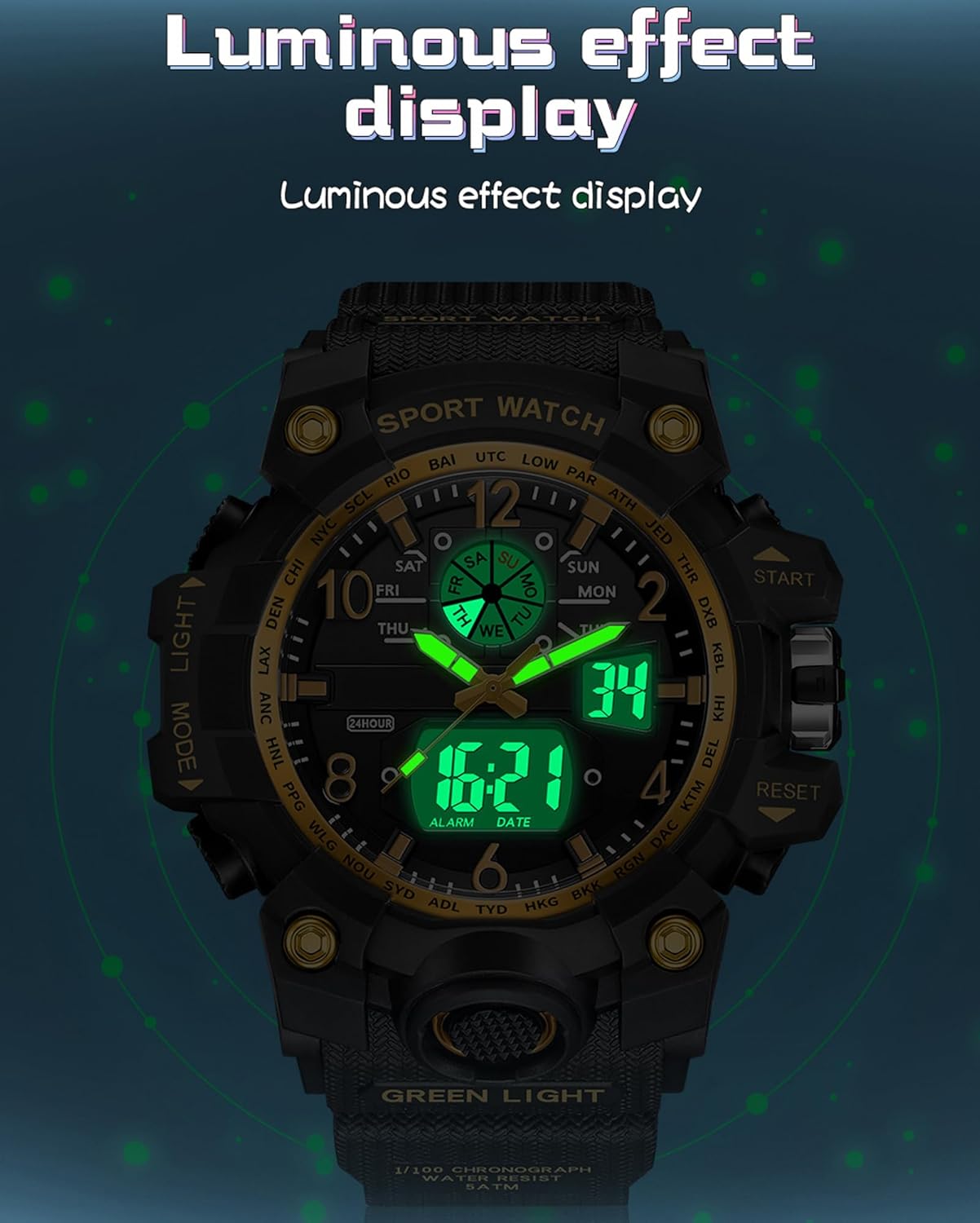 findtime Women’s Digital Watch Waterproof Sport Watch Analog Wristwatch Military Tactical Watches LED Luminous Alarm Stopwatch Dual Time Wrist Watches - Image 5