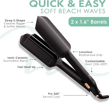 Mint S-Waver Double Barrel Mermaid Hair Waver for Long Hair & Beach Waves