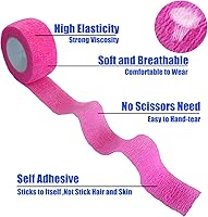 Vista 4 de Baisunt Paquete de 6 vendajes cohesivos de 1 pulgada, cinta autoadhesiva autoadhesiva autoadhesiva transpirable para muñeca, tobillo, deportes