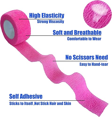 Miniatura 4 de Paquete de 6 vendajes cohesivos de 1 pulgada, cinta autoadhesiva autoadhesiva autoadhesiva transpirable para muñeca, tobillo, deportes, envoltura de